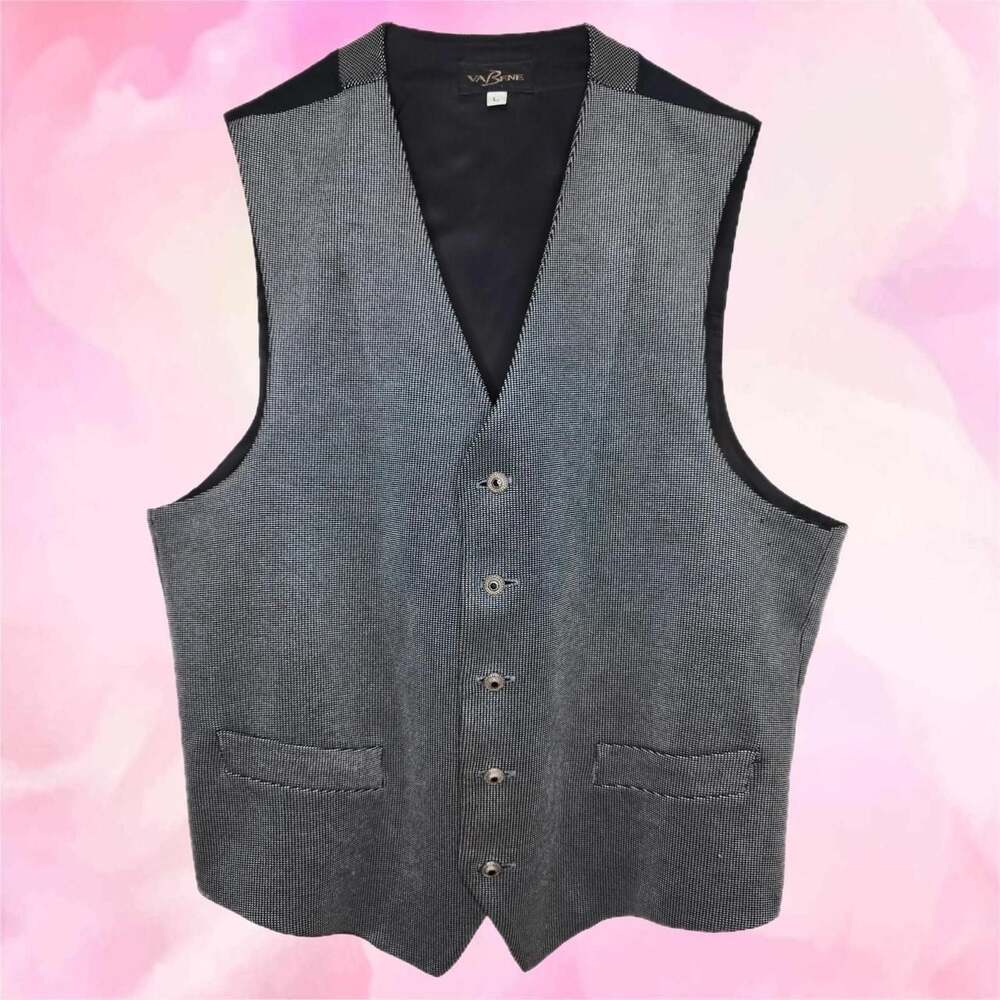VaBene 90s Vintage Metallic Micro-Pattern Vest